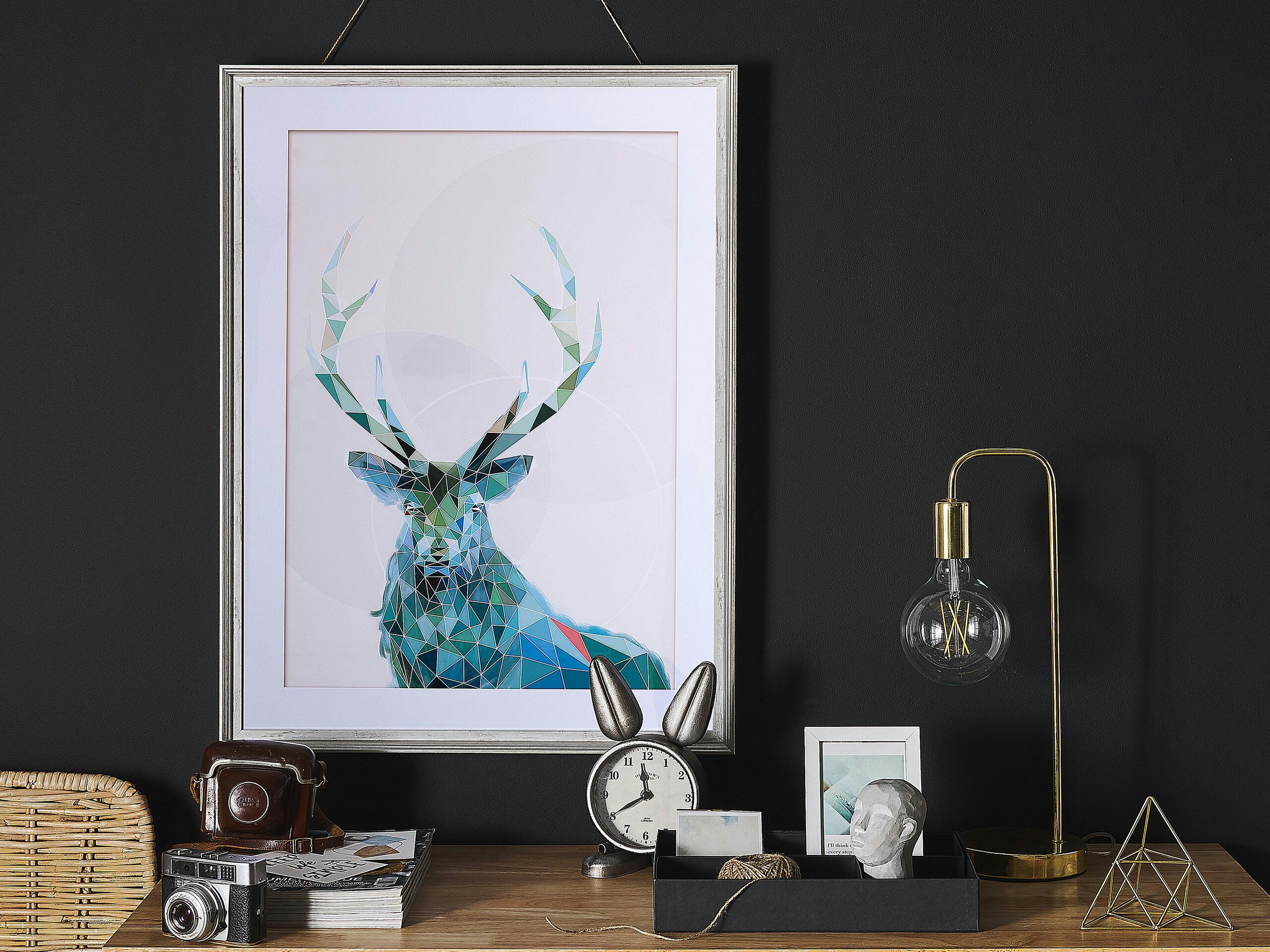 KAYES - Tableau décoratif cerf bleu 60 x 80 cm