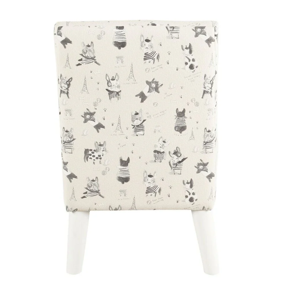 HomePop Kids Modern Slipper Chair- Stain Resistant French Bulldog Print