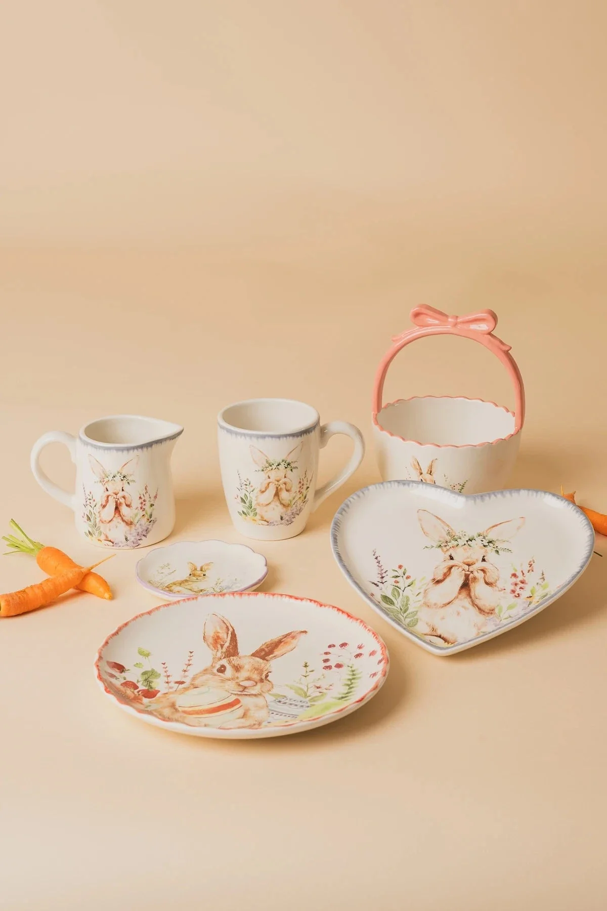 Bunny Milk Jug With Blue Rim Detailing