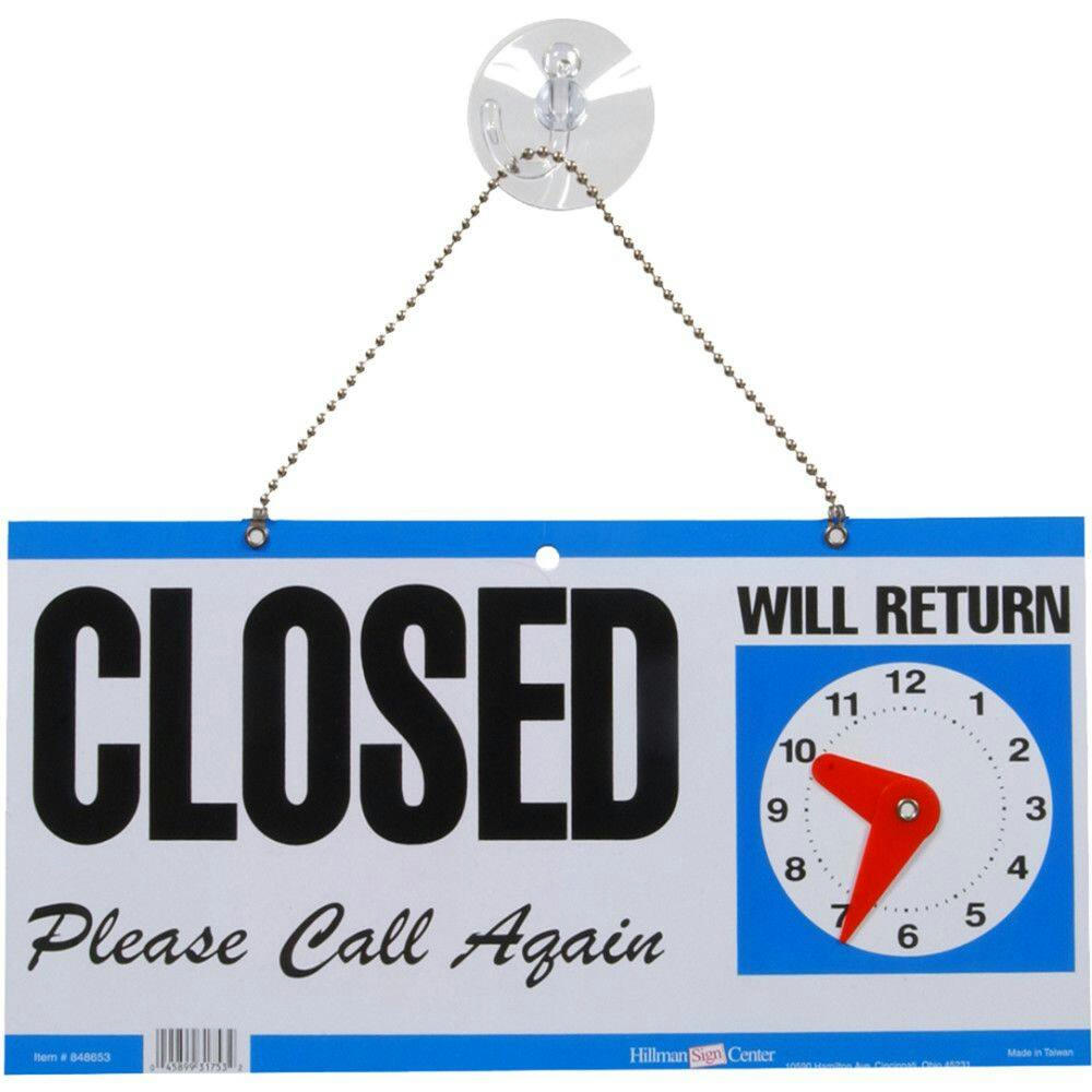 Hillman Self-Adhesive Open/Closed Clock Sign with 