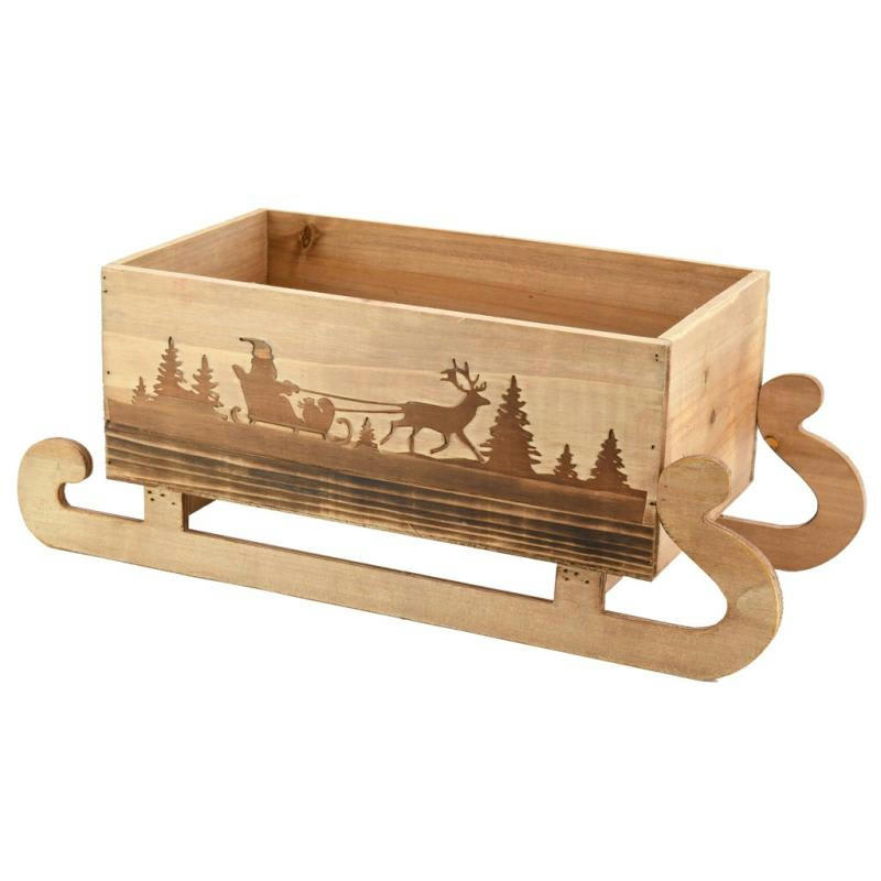 - Luge en bois avec décor de noël