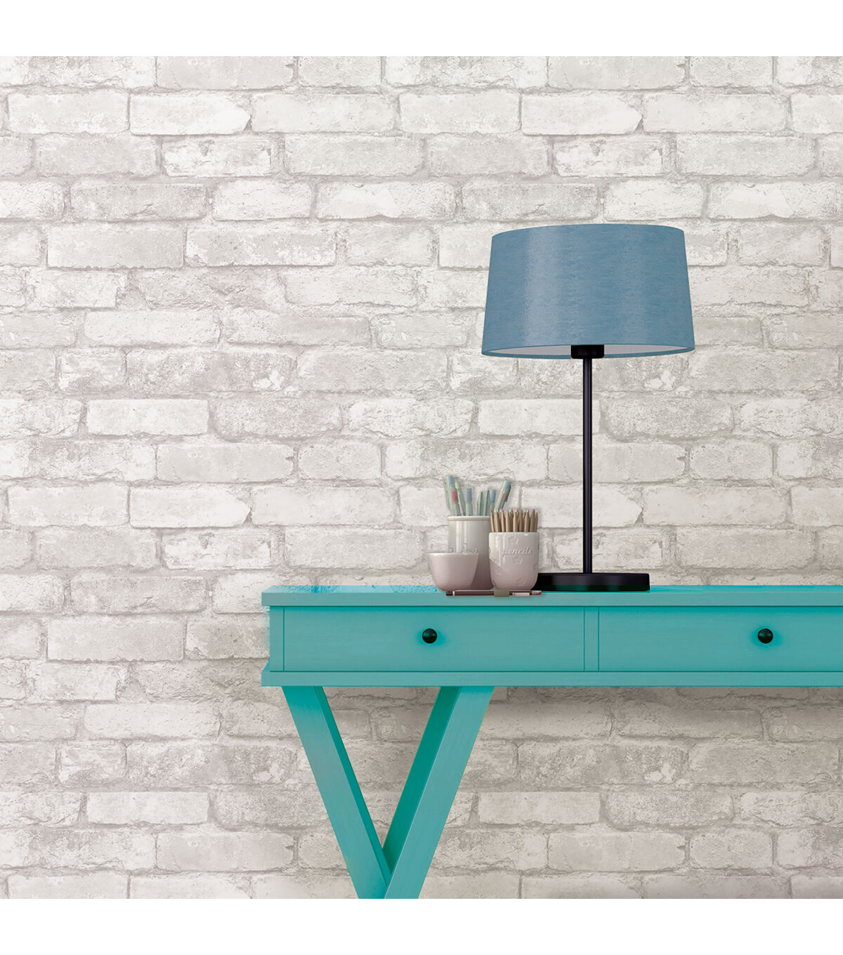 WallPops NuWallpaper Grey White Brick