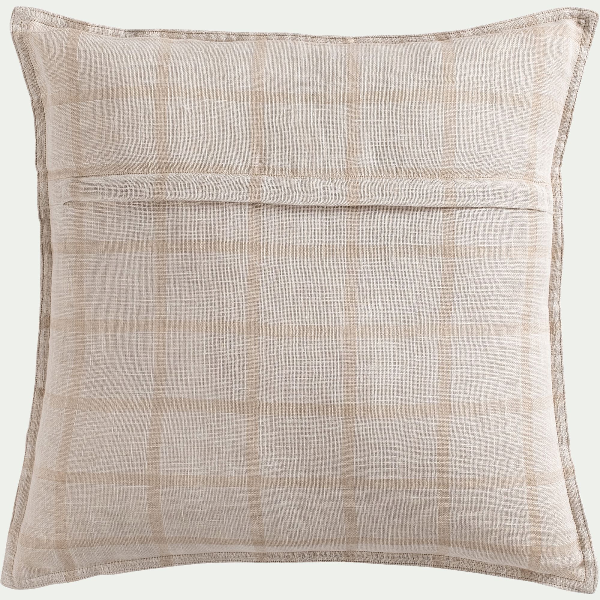 VALBEL - Coussin en lin lavé à carreaux 45x45cm - beige