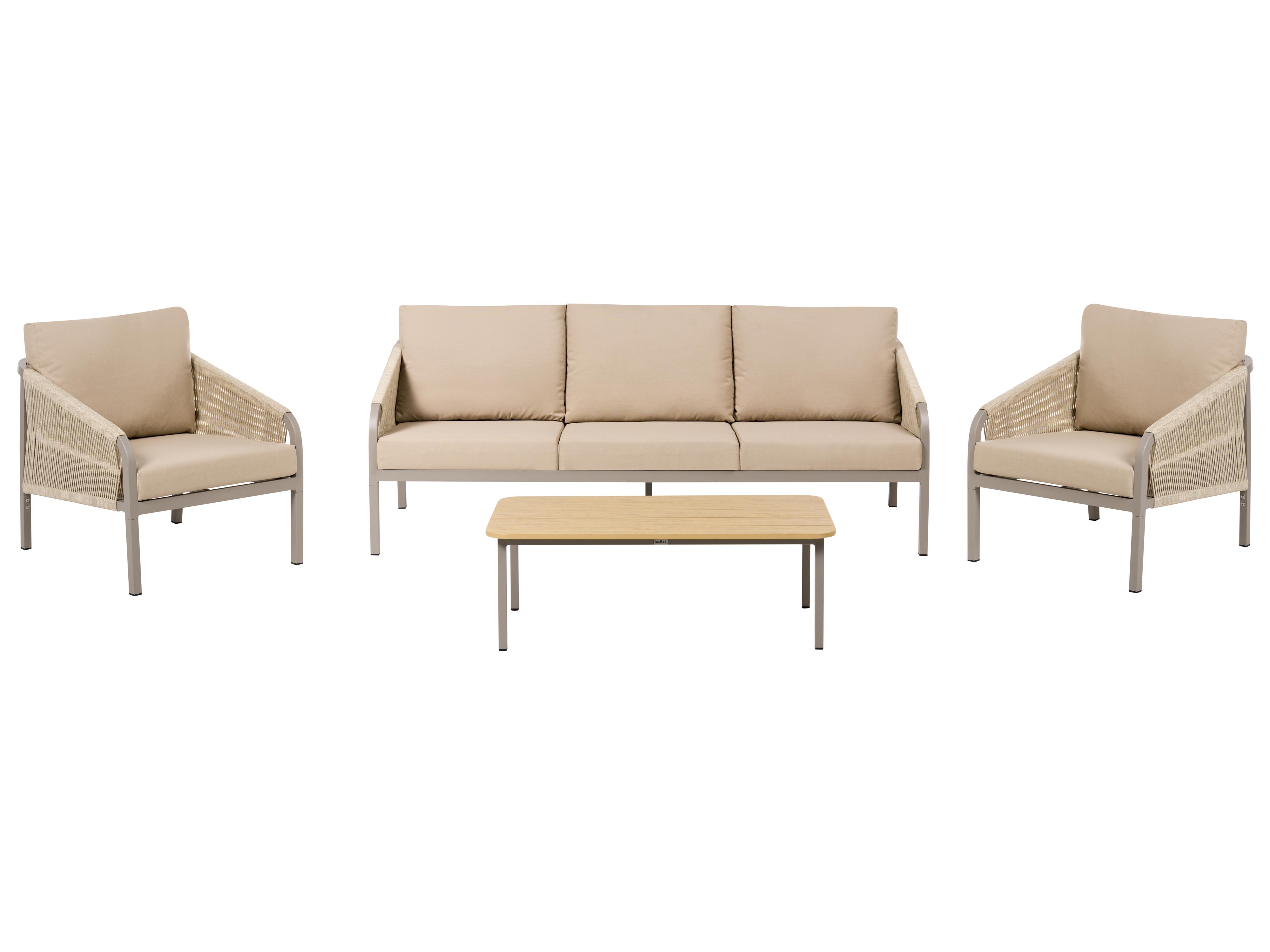 Garden Lounge Set with Table 5 Seater MURATO Metal Beige