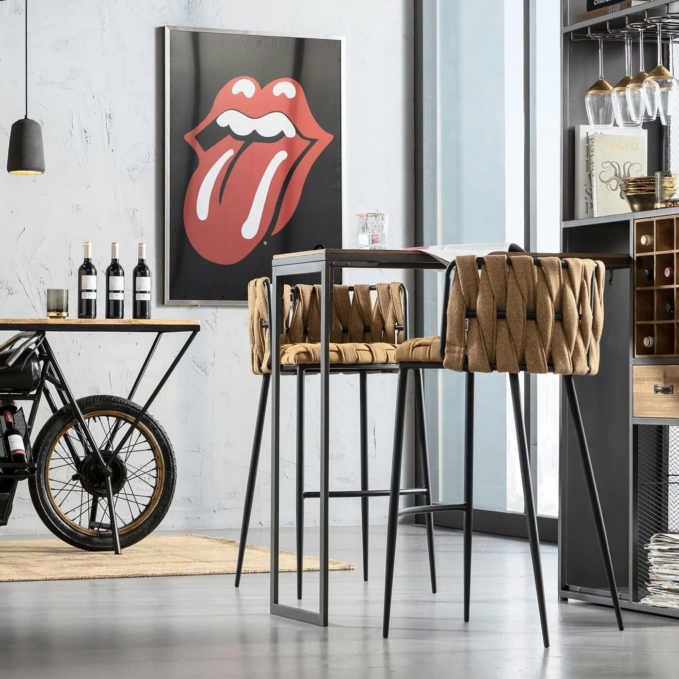 CHEERIO - Tabouret de bar jaune et acier