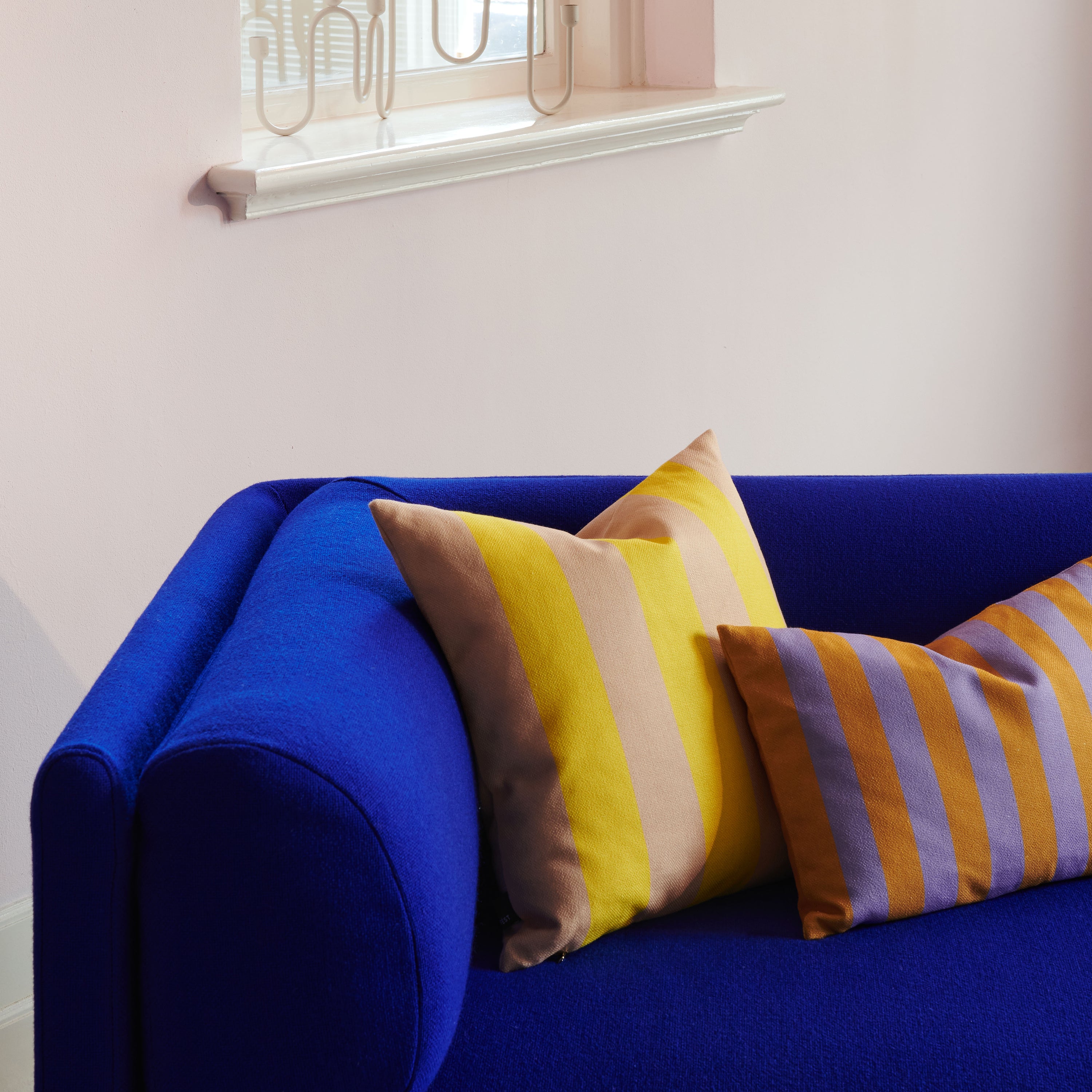 FÉST Stripes & Checks Sierkussen 45 x 45 cm - Yellow / Sand