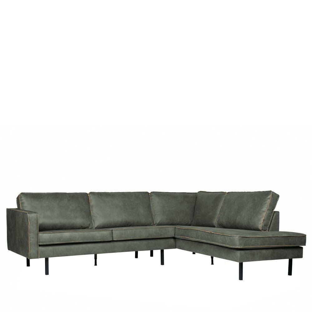 BRONCO - Canapé d'angle droit vintage vert kaki