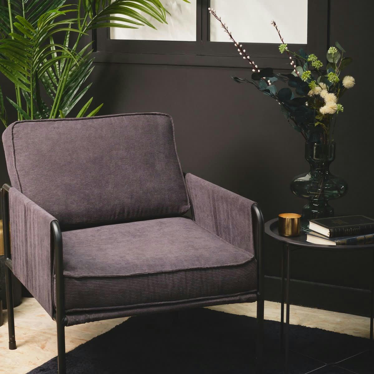 COZY - Fauteuil en tissu en métal gris