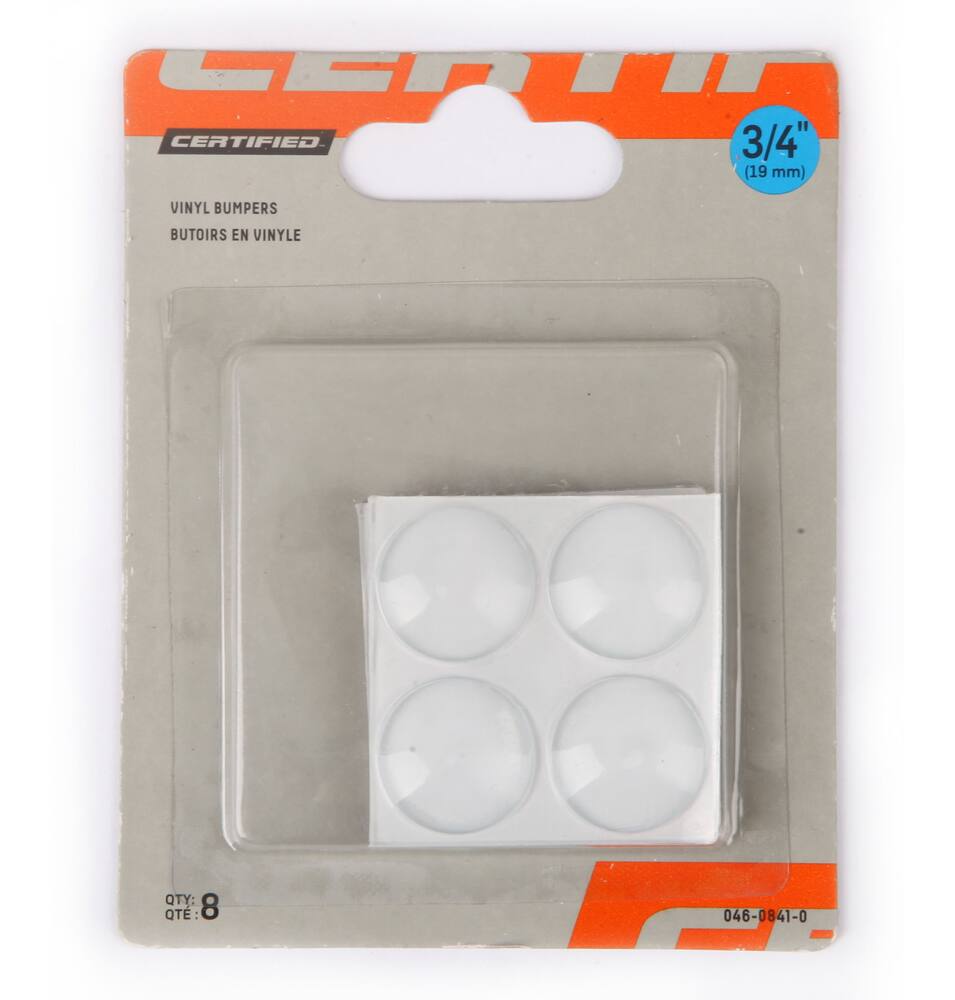 Likewise Round Vinyl Bumpers, Self-Adhesive, Surface Protection, Assorted Sizes, Clear, 8-pc
