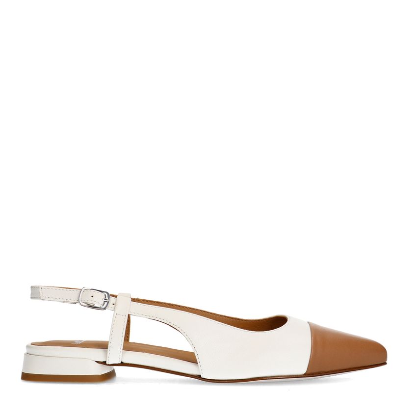 Manfield Witte leren slingbacks