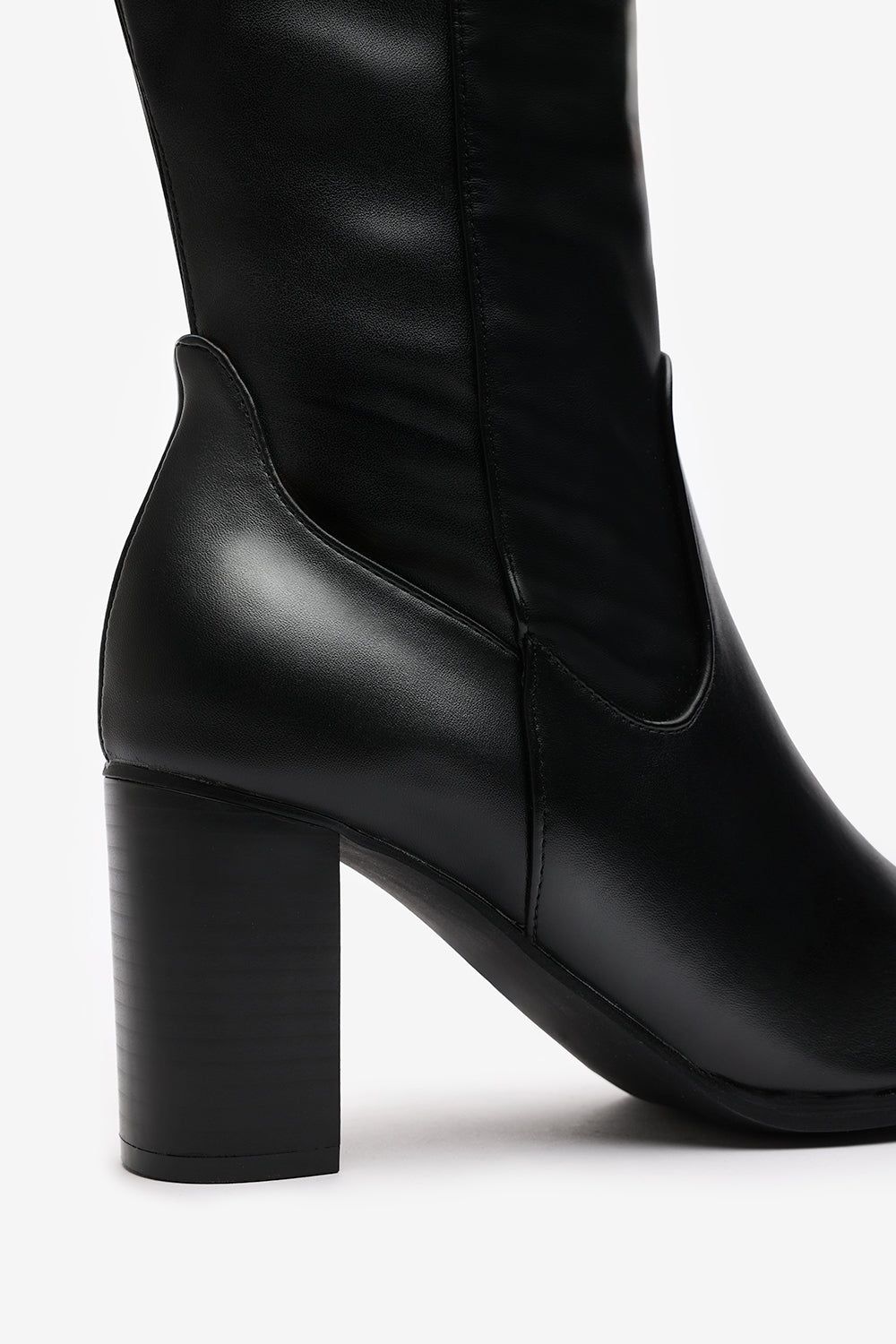 Where's That From Frankie' Faux Leather Knee High Boots with Block Heel