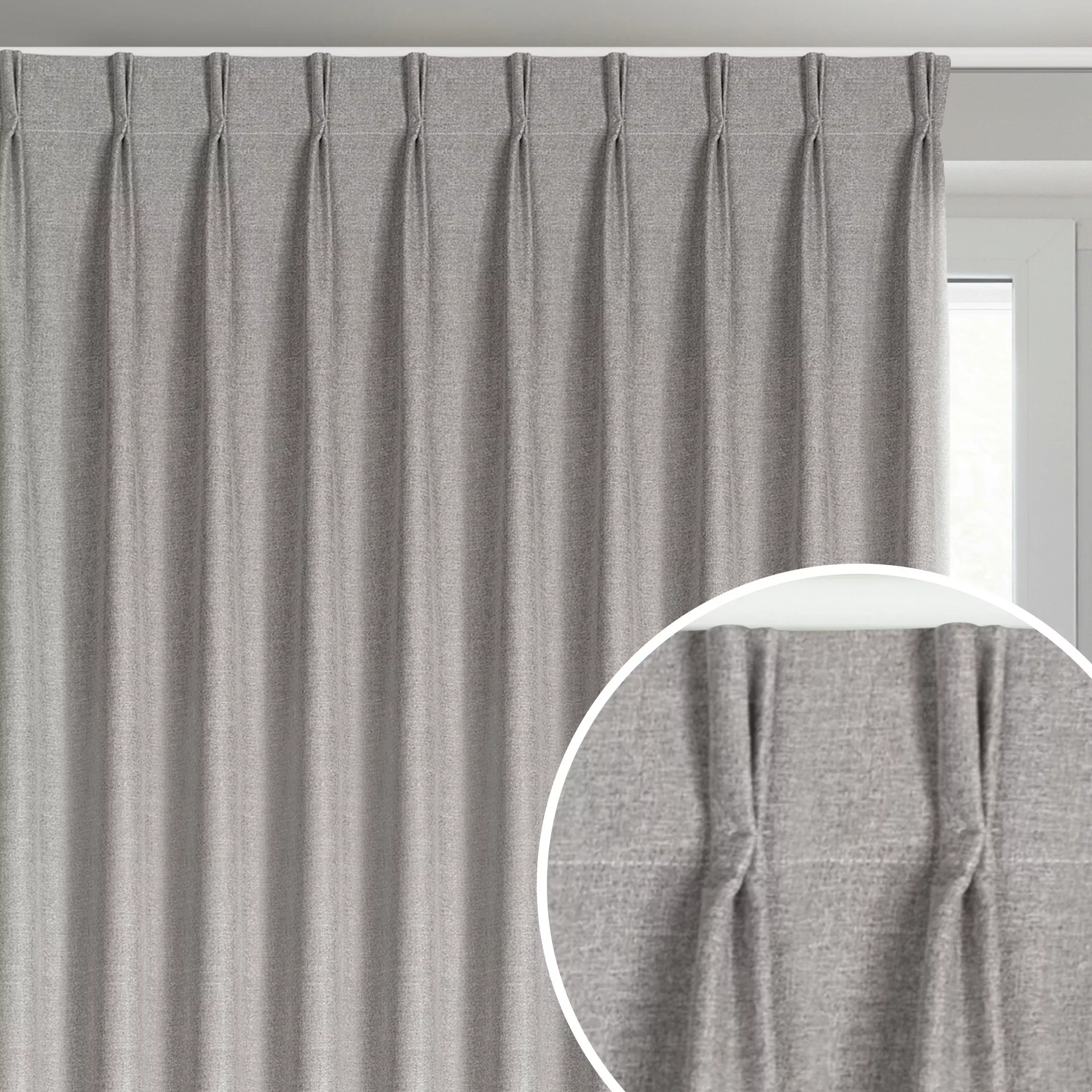 Zasłona ciemnobeżowa z 100% zaciemniającej tkaniny typu blackout 125x270 cm (wymiar podany na gotowo) system flex - NELISA