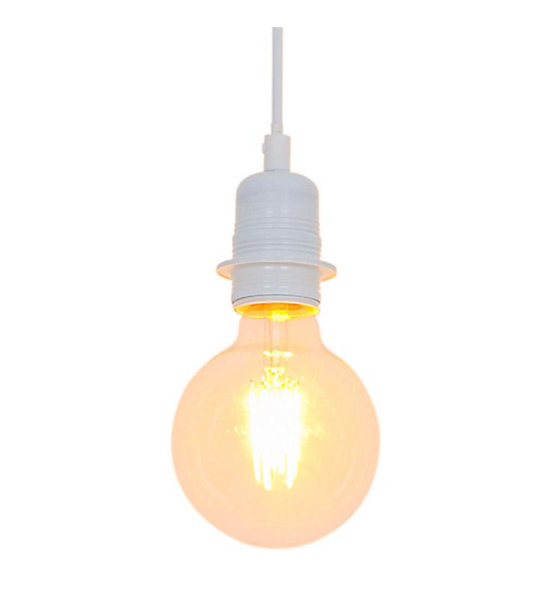 Lampe suspension design en métal blanc Compatible ampoule LED E27