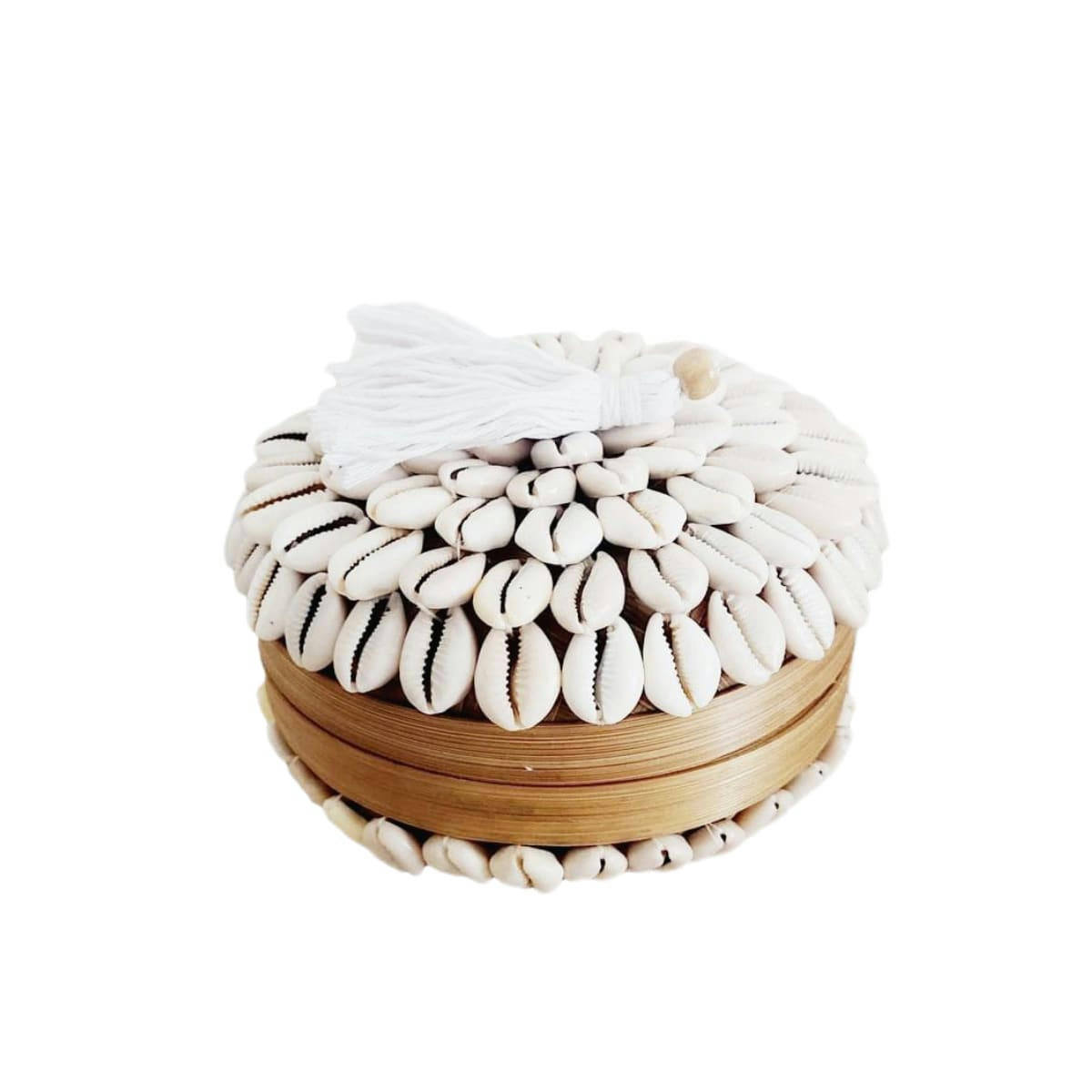 Breeze - Boîte en bambou et coquillages, beige 10x10 cm