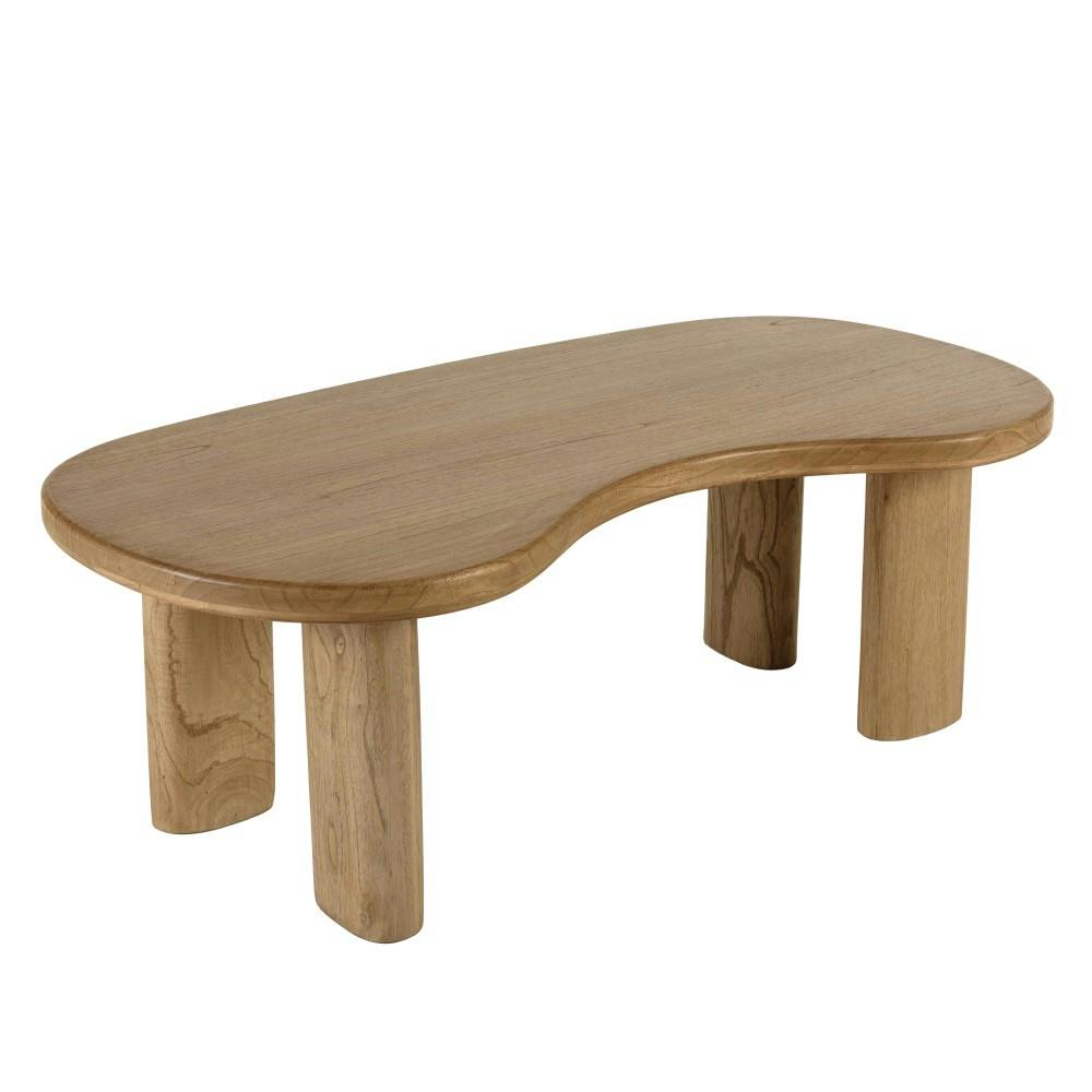 Table basse 120cm forme vague en bois de mindi TIVARO