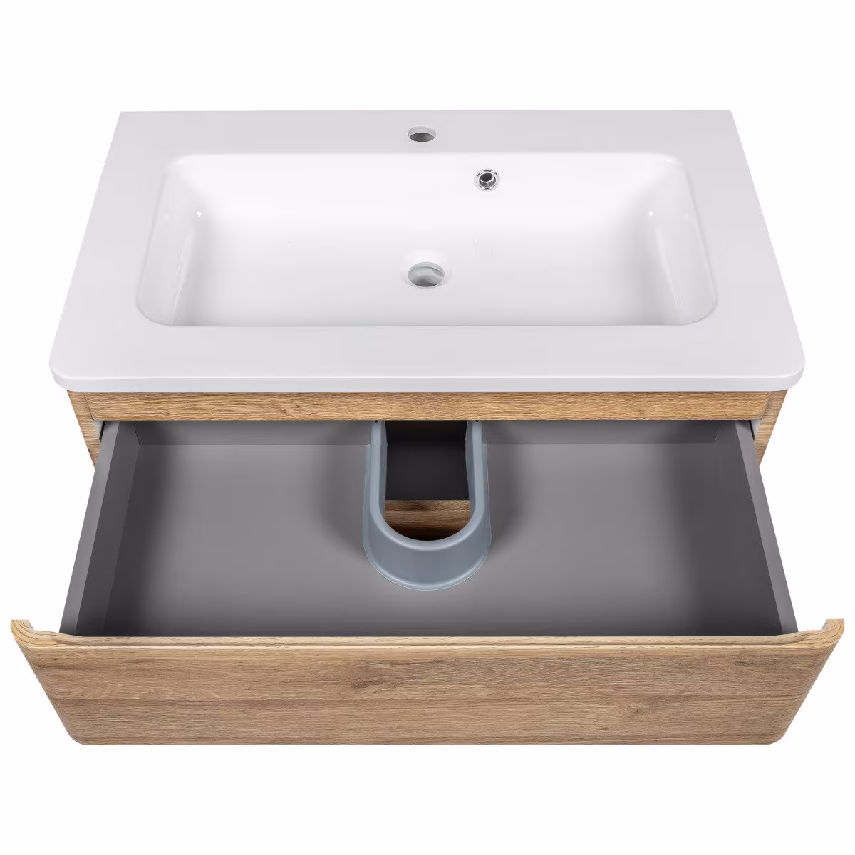 Modern Wall-Mounted Bathroom Vanity with Washbasin | Comfort Teak Natural Collection | Non-Toxic Fire-Resistant MDF