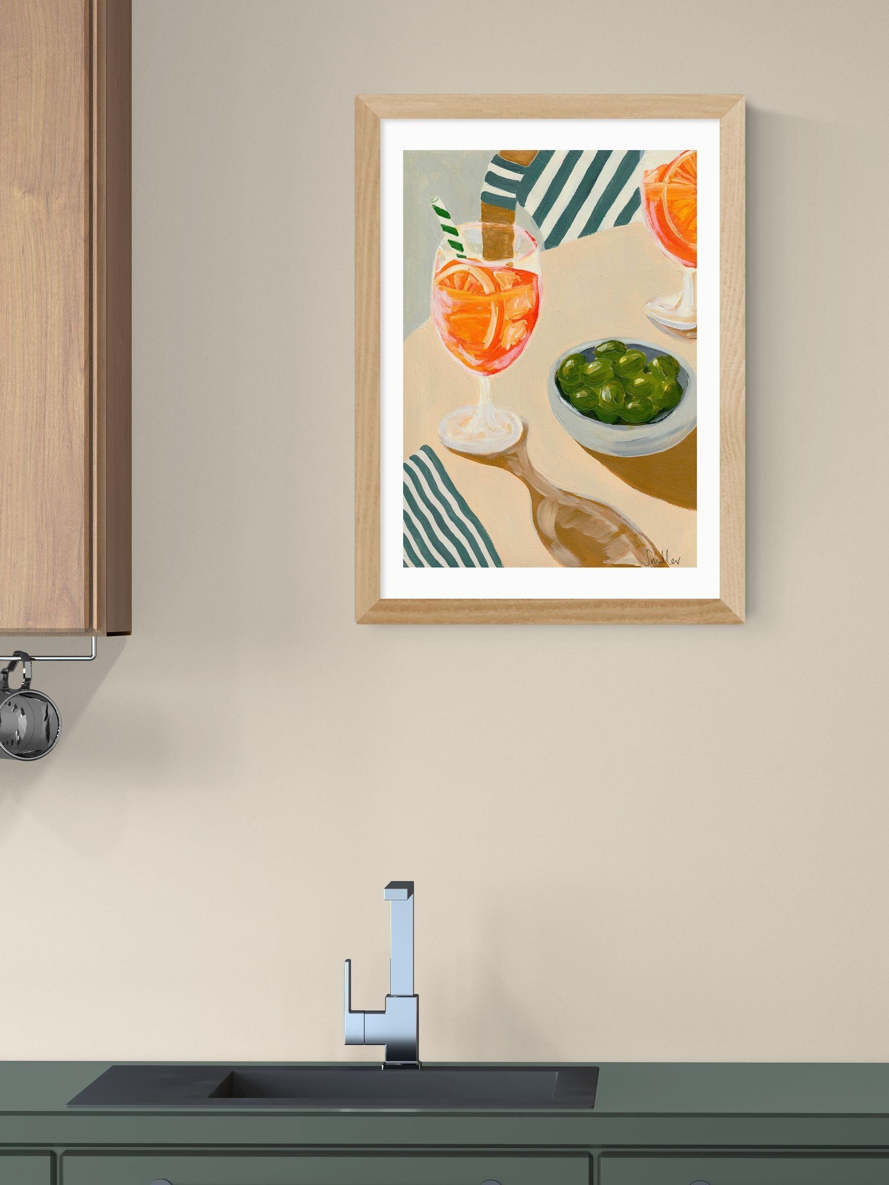 East End Prints Oak Aperitif Wall Art Print by Susie Miller