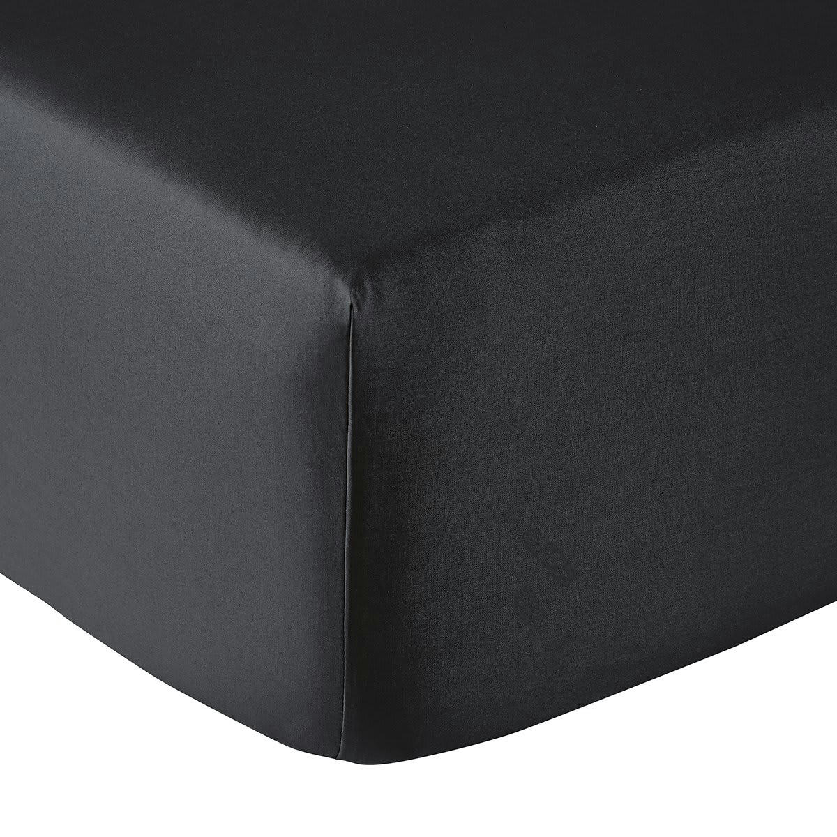 VEXIN - Drap housse percale noir 140x200 cm
