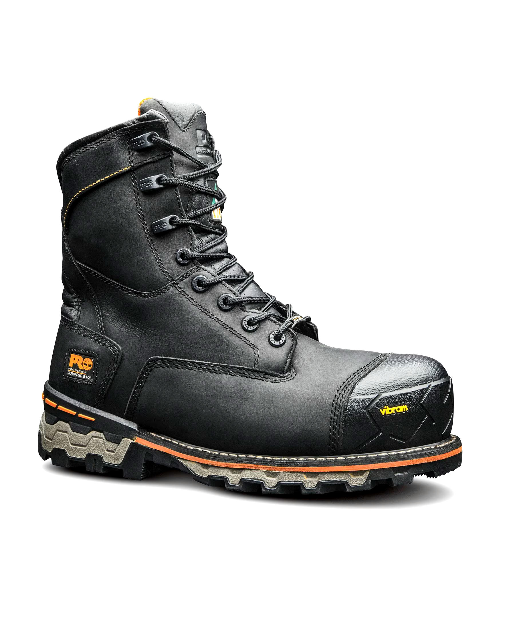 Timberland PRO Men's Composite Toe Composite Plate Boondock Waterproof 8 inch Work Boots - Black