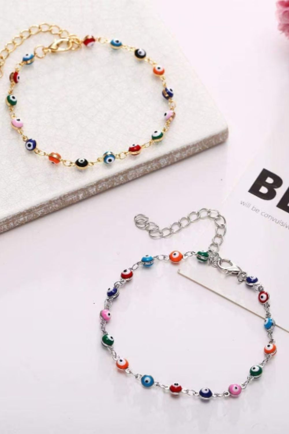 The Colourful Aura Multicolour Turkish Evil Eye Bead Protection Luck Eye Charm Adjustable Bracelet