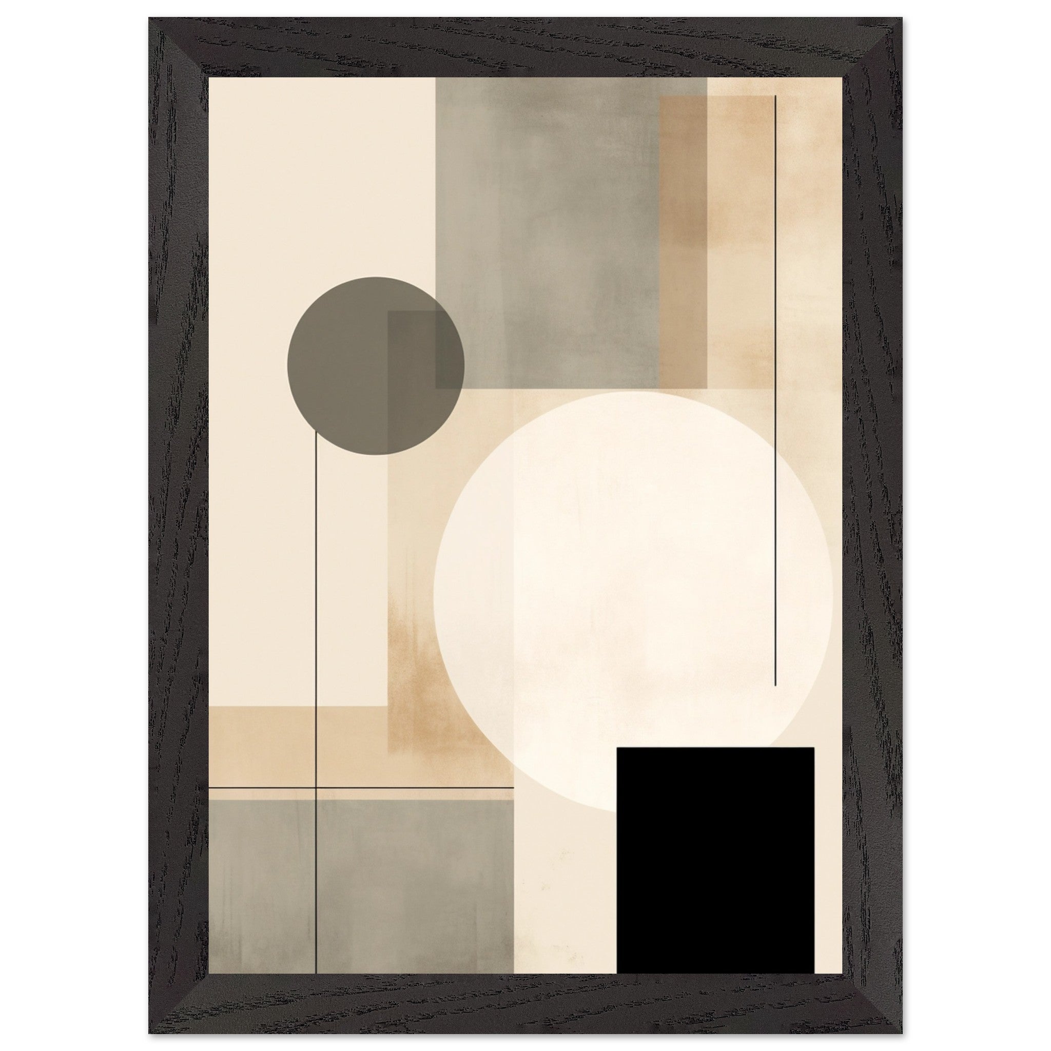 Artfulprints Poster met Lijst Japandi abstract  - A4 21x29.7 cm - Taupe