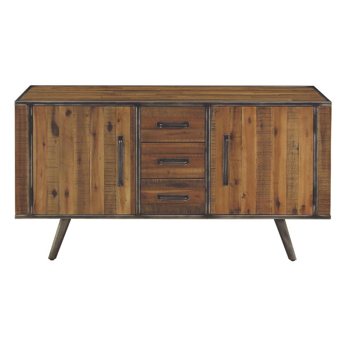 CUSCO - Buffet enfilade bois et métal 2 portes 3 tiroirs
