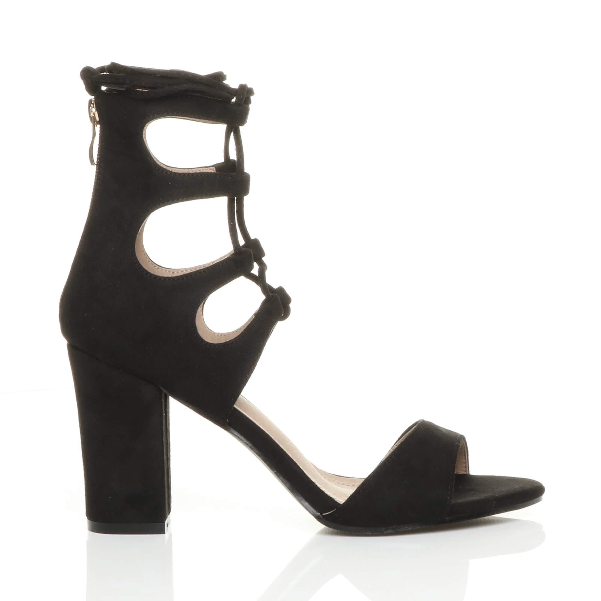 AJVANI High Block Heel Lace Up Ghillie Sandals