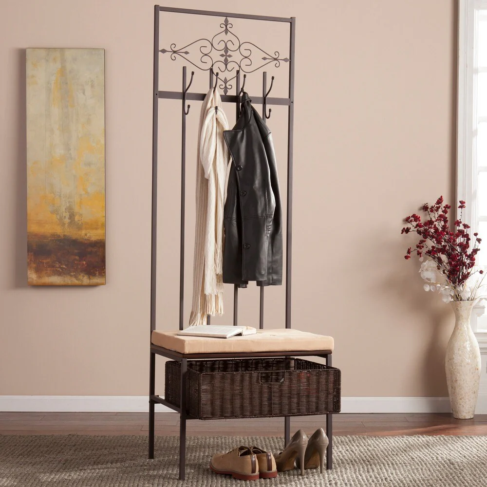 SEI Furniture Shelley Scroll Hall Tree Bench