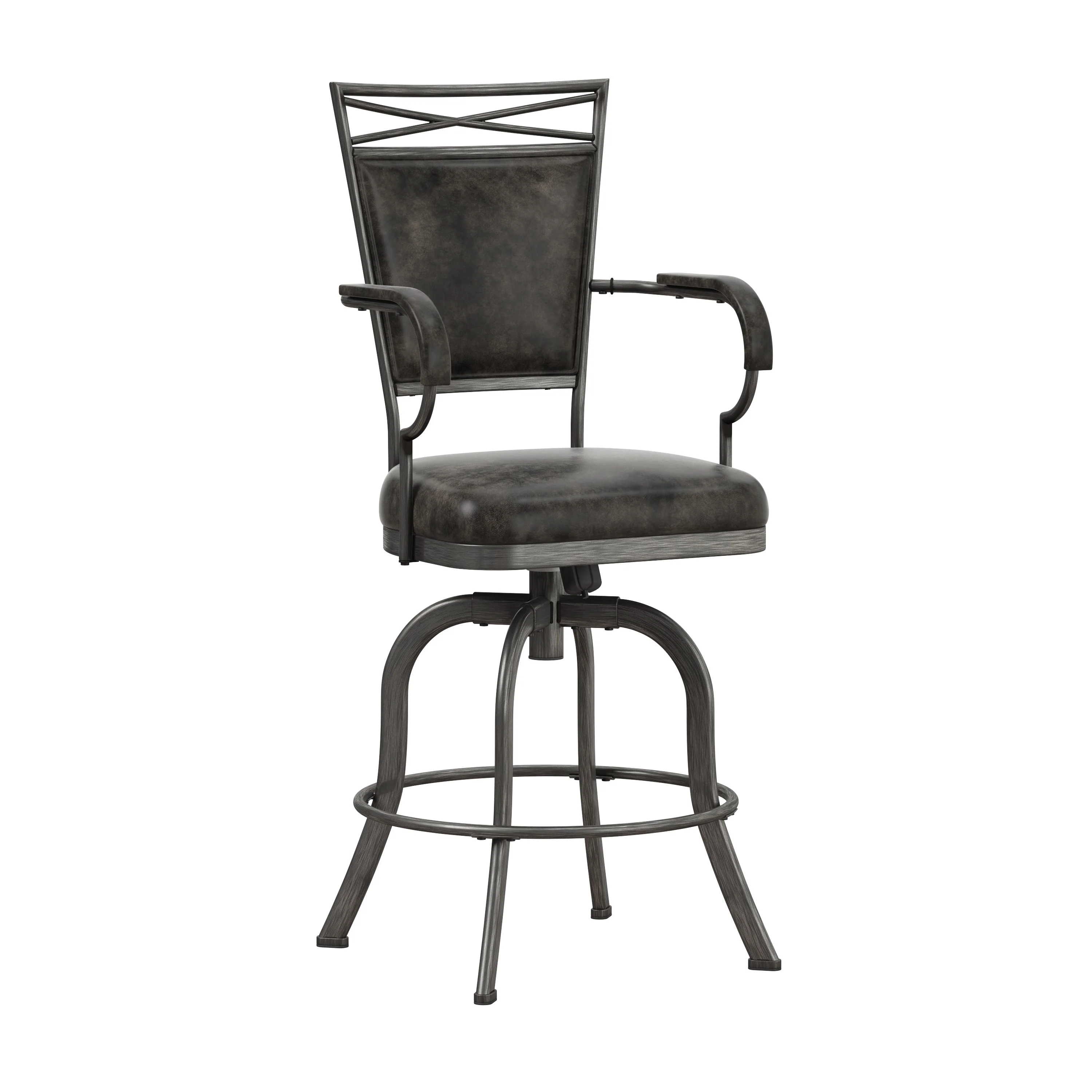 Hillsdale Furniture Bridgetown Metal Swivel Stool, Pewter