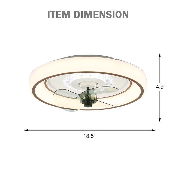 Low Profile Led Ceiling Lighting 6-Speed Flush Mount Ceiling Fan with Remote and APP Control