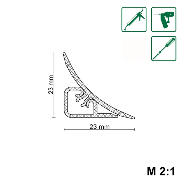 Wandanschlussprofil »WAP23«, 590x23x23 mm BN 441