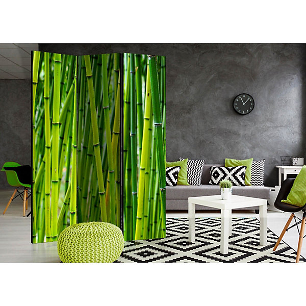 Paravent Décoratif Bambous Verts pour Intérieur Zen 135 x 172 cm Vert
