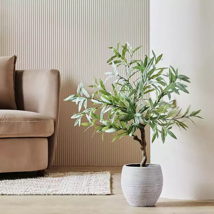 Habitat Artificial Green Olive Tree in White Resin Pot