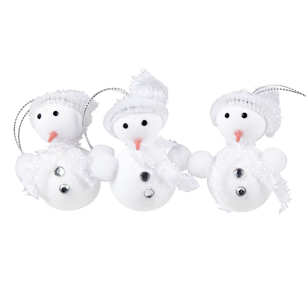 Bonhomme de neige à suspendre X 3 blanc