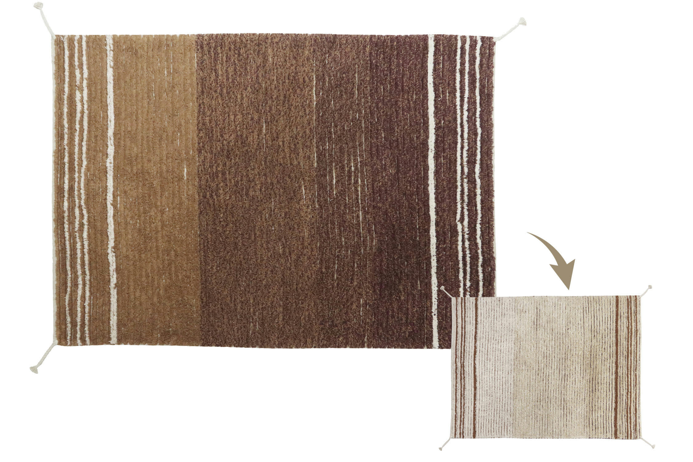 REVERSIBLE - Tapis lavable en coton marron 120x160