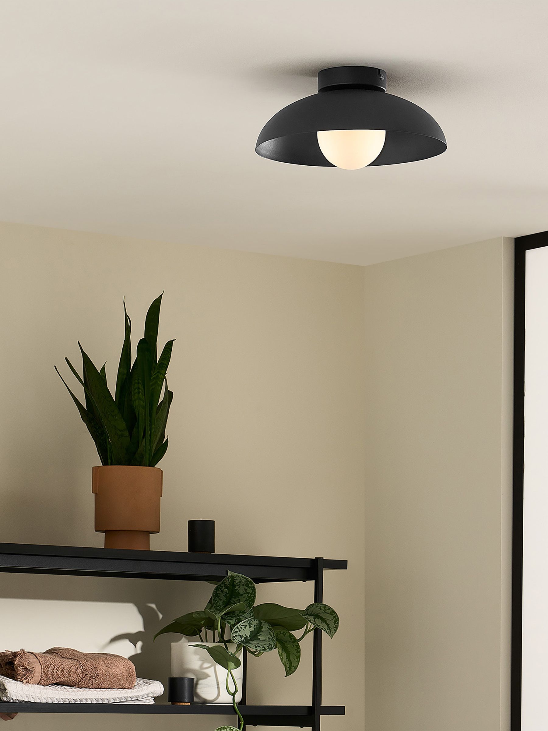 Malta Bathroom Flush Ceiling Light in Black