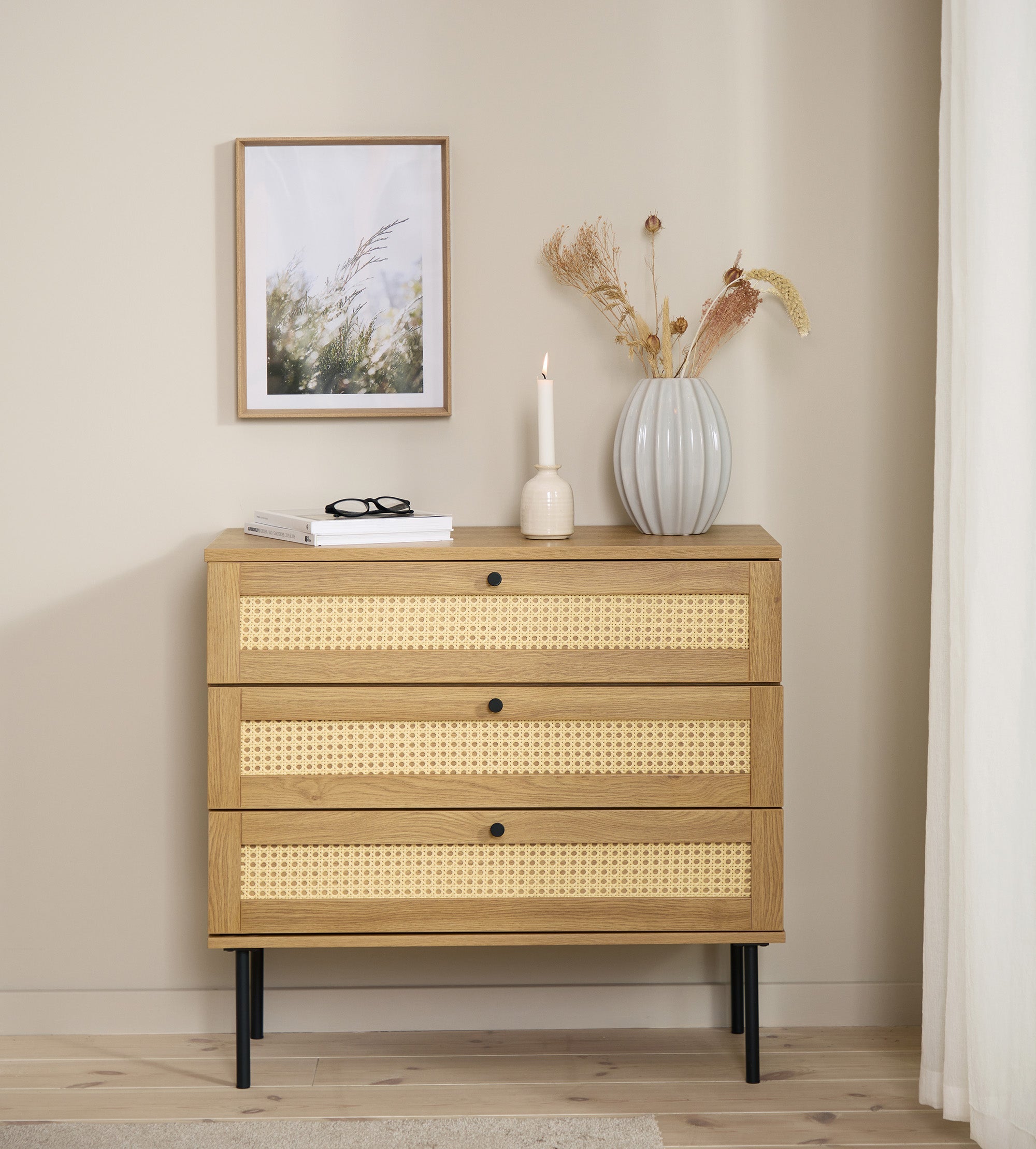 Rebellenclub Berley Dressoir met Lades - Eiken met Rattan