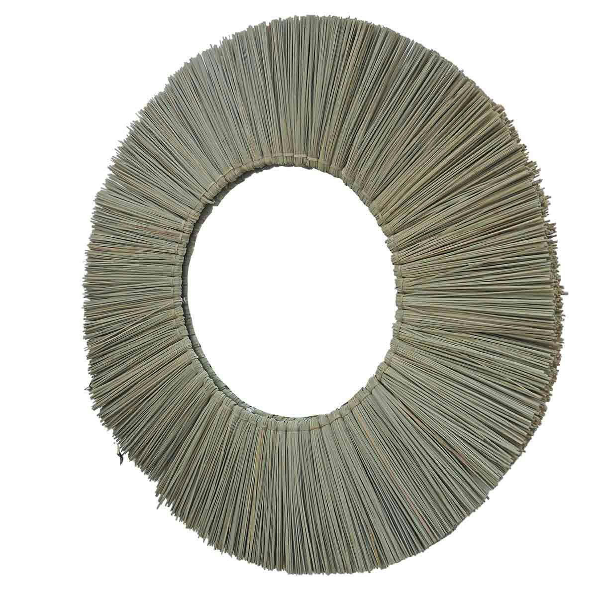 - Miroir rond en paille de mendong -60.000x3.500 cm - Beige - Fibres