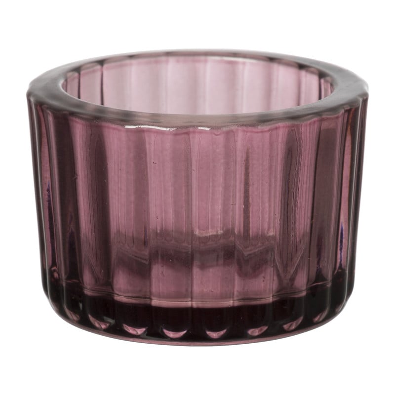 Theelichthouder ribbel - lila - &Oslash;5x3.7 cm