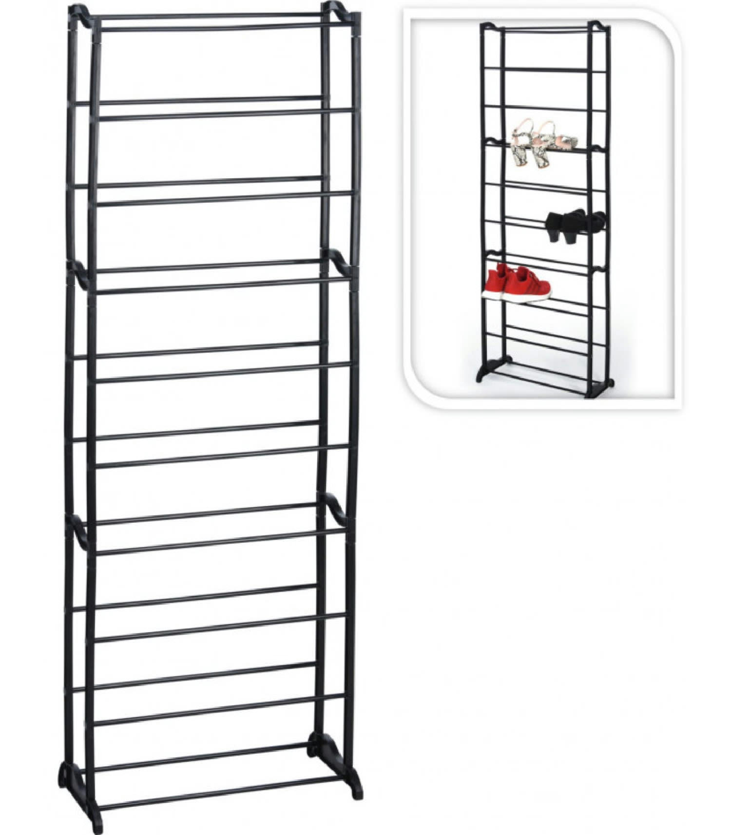 MÉTAL - Étagère rangement chaussures noire 10 étages