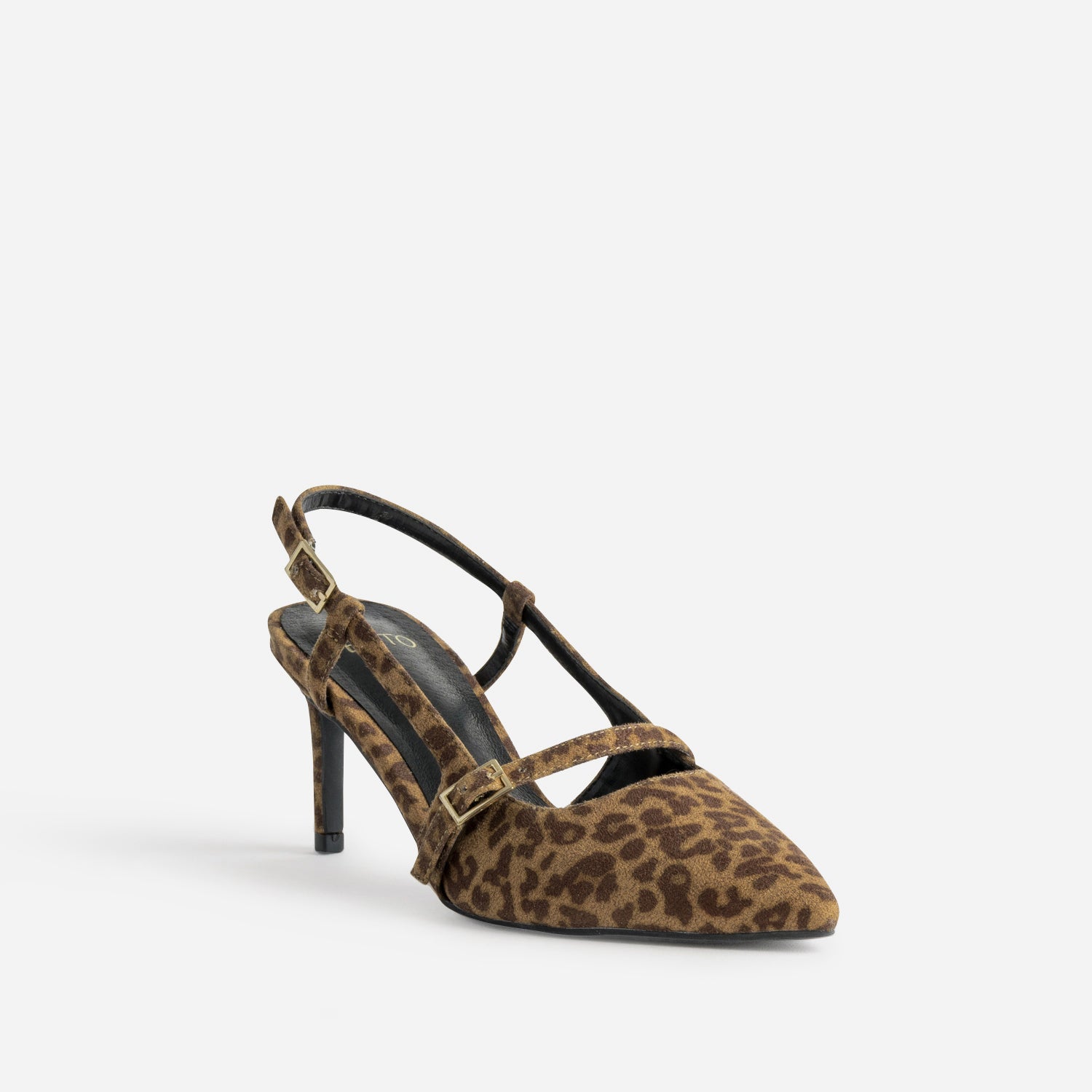 Escarpin slingback TEXTO marron suédé effet léopard