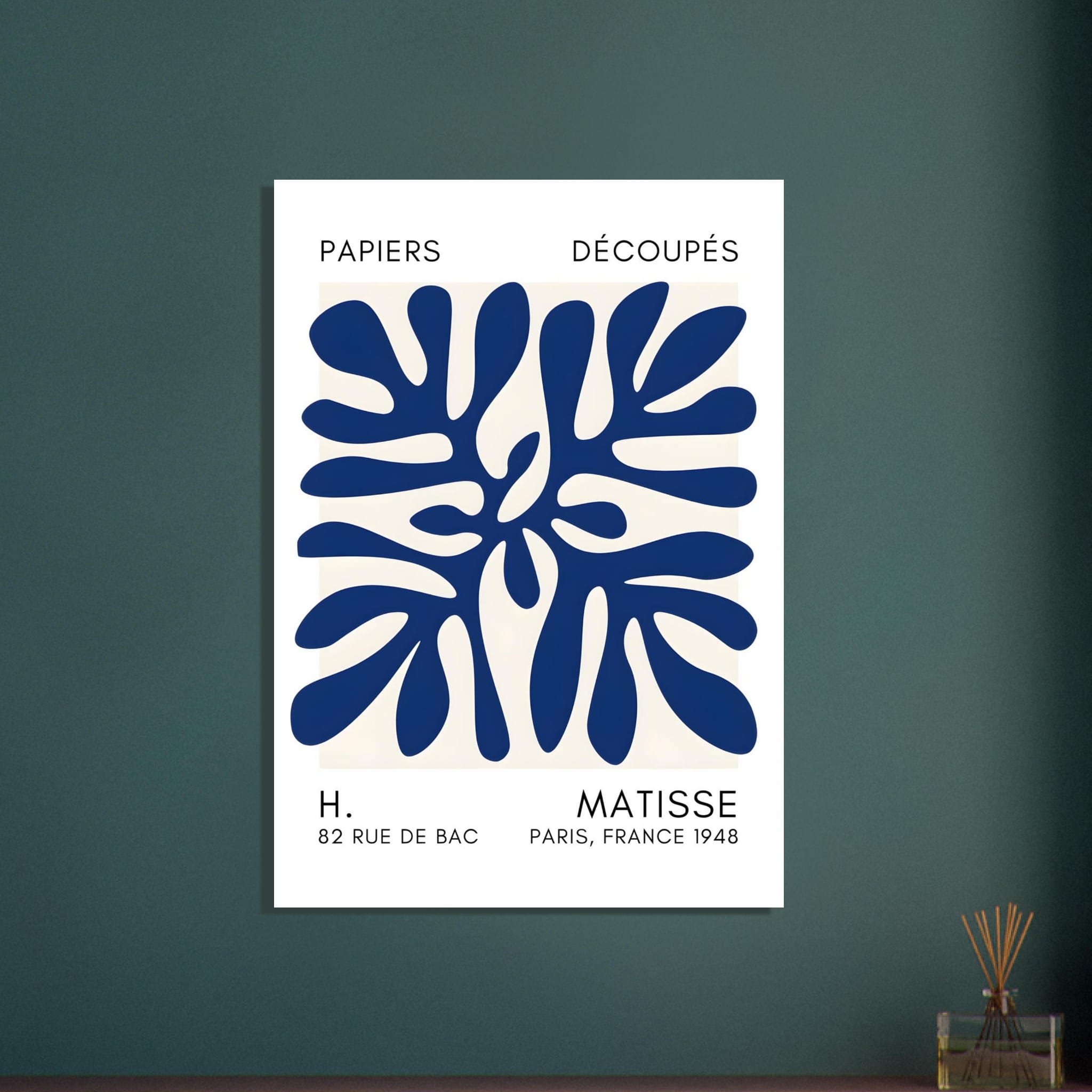 Artfulprints Poster Matisse - Deep ocean navy blue II  - 70x100 cm - Blauw