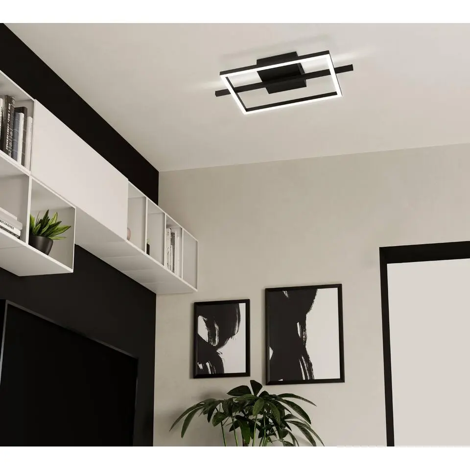 EGLO Amandolo Plafondlamp - LED - 40 cm - Zwart/Wit - Instelbaar RGB