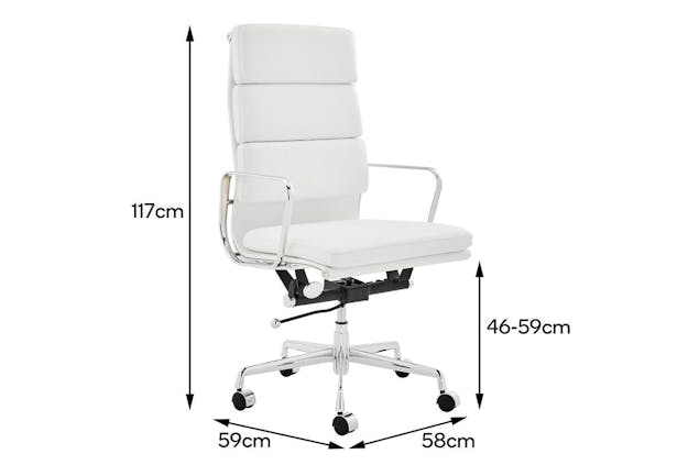 NNEKGE Replica Eames Group StandardPadded High Back Office Chair (White Leather)
