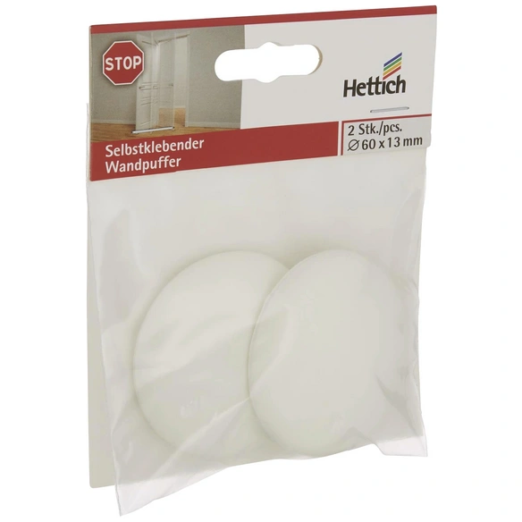 Wandpuffer, selbstklebend, Kunststoff, weiß, Ø 60 x 13 mm, 2 St.