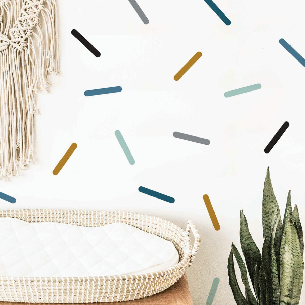 CONFETTI - Stickers muraux en vinyle confettis bleu et moutarde