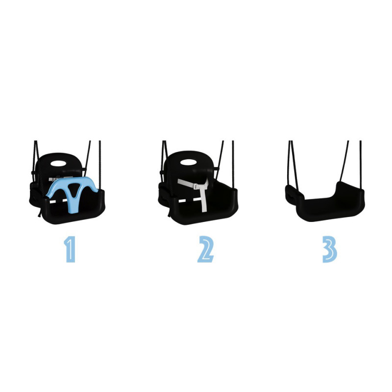 Siège de balançoire pour bébé Evo anthracite et bleu pastel