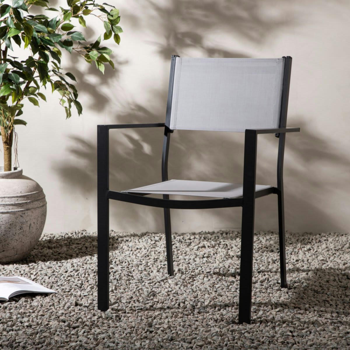 COCOA - Lot de 2 chaises de jardin modernes gris foncé