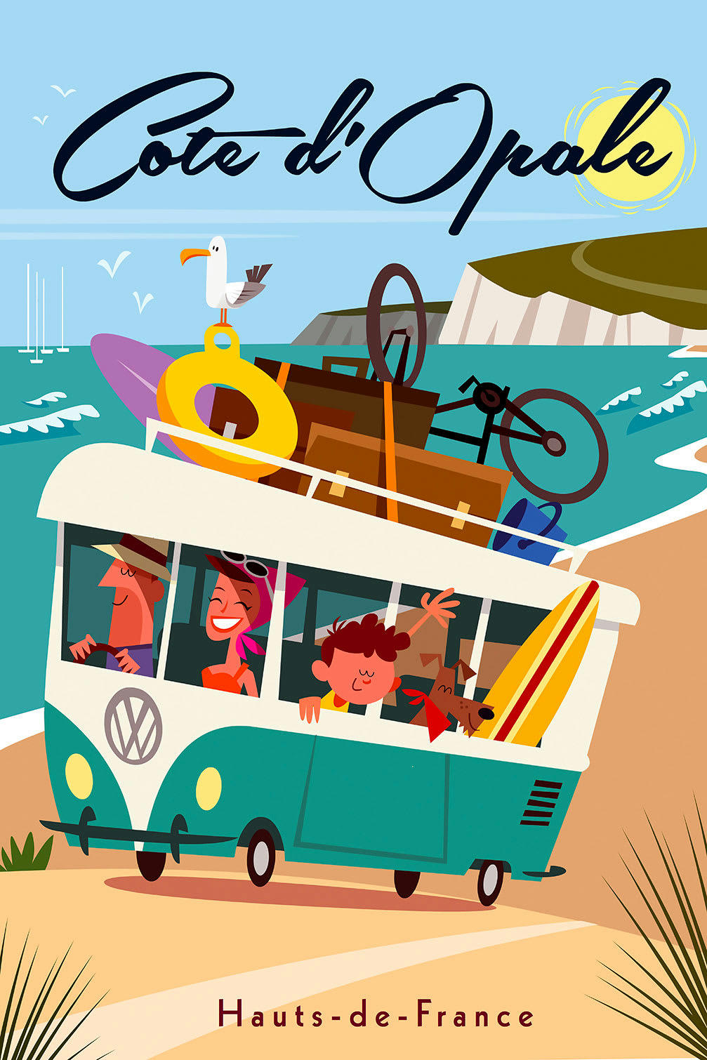 - Tableau road trip sur la côte d'opale imprimé sur toile 80x120cm