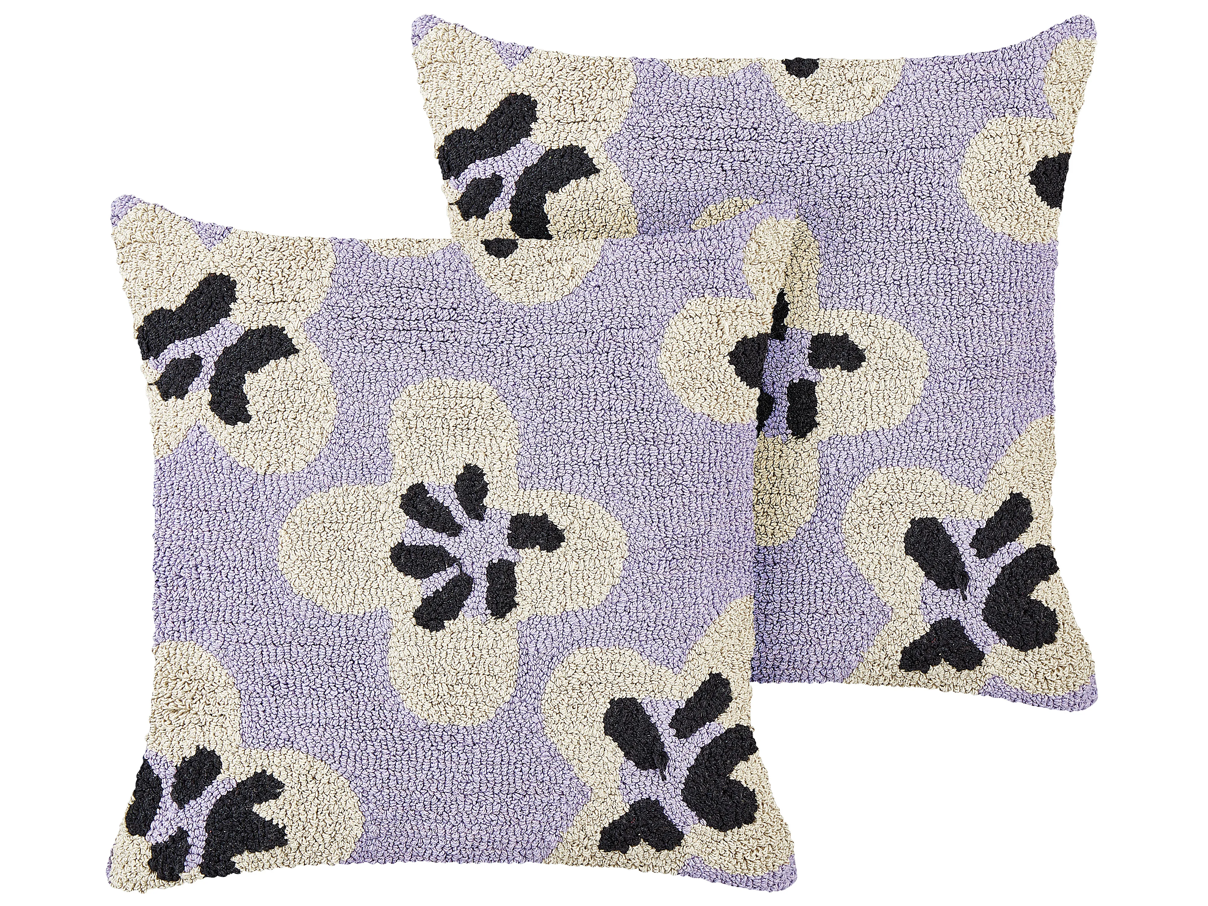 Set of 2 Decorative Cushions SOAPWORT Cotton 45 x 45 cm Purple